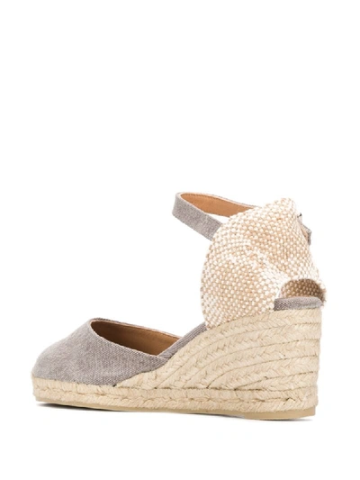 Shop Castaã±er Carol Wedge Espadrilles In Grey