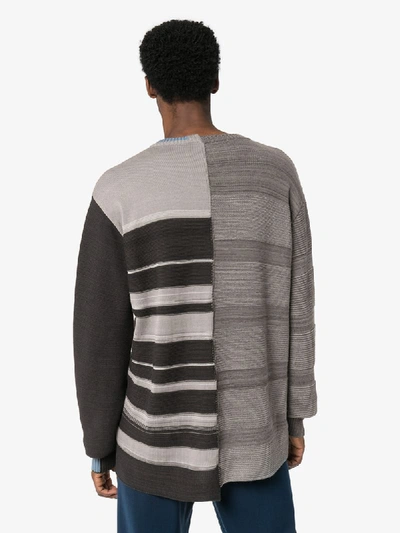 Shop Nulabel Reflector Contrast Striped Sweater In Grey