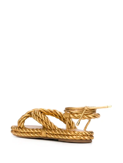 Shop Valentino The Rope Sandals In Gold