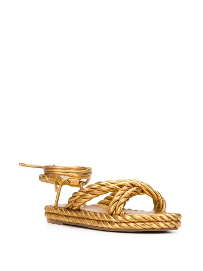 Shop Valentino The Rope Sandals In Gold