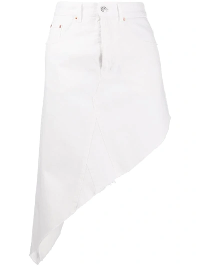 Shop Mm6 Maison Margiela Asymmetric Denim Skirt In White