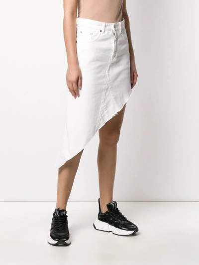 Shop Mm6 Maison Margiela Asymmetric Denim Skirt In White