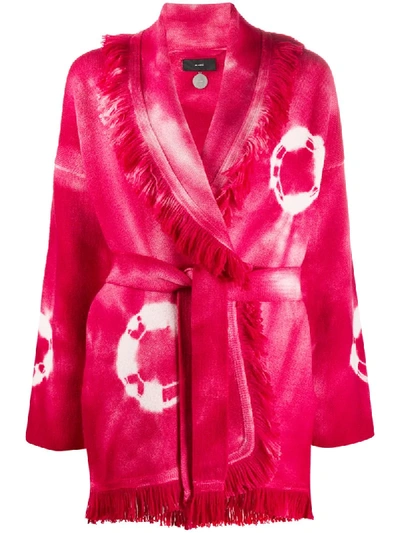 Shop Alanui Tie-dye Wrap Cardigan In Pink