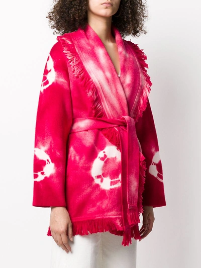 Shop Alanui Tie-dye Wrap Cardigan In Pink