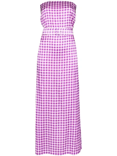 Shop Bernadette Carrie Belted Gingham-print Maxi Dress In White