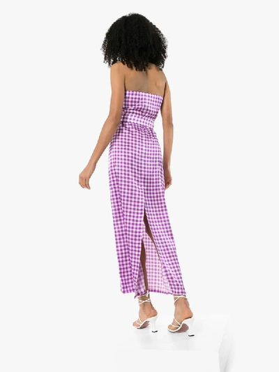 Shop Bernadette Carrie Belted Gingham-print Maxi Dress In White