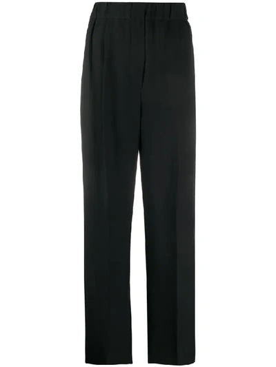 Shop Brunello Cucinelli Elasticated Waistband Trousers In Black