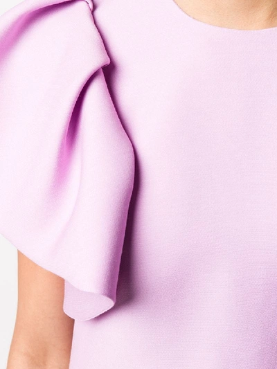 Shop Valentino Flutter Sleeve Dress In Purple