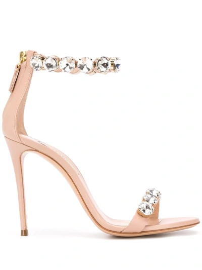 Shop Casadei 80mm Stone-embellished Sandals In Pink