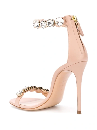 Shop Casadei 80mm Stone-embellished Sandals In Pink