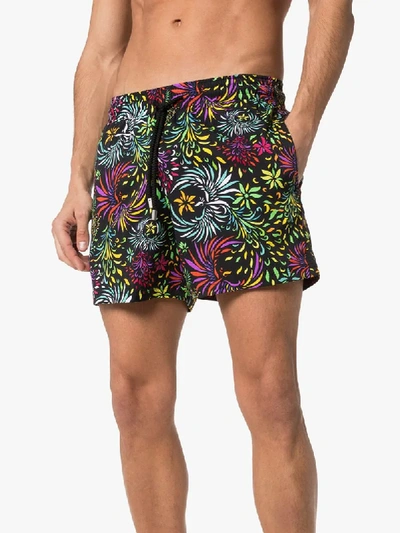 Shop Vilebrequin Moorise Evening Birds Printed Swim Shorts In Black