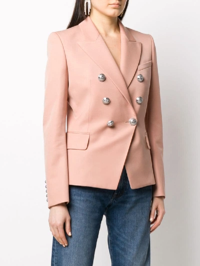 Shop Balmain Fitted Double-breasted Blazer In Neutrals