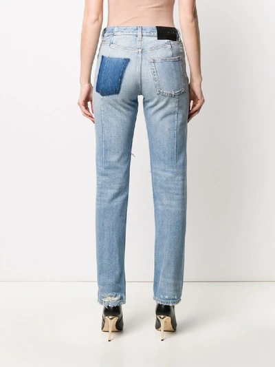 Shop Givenchy Distressed Straight-leg Jeans In Blue