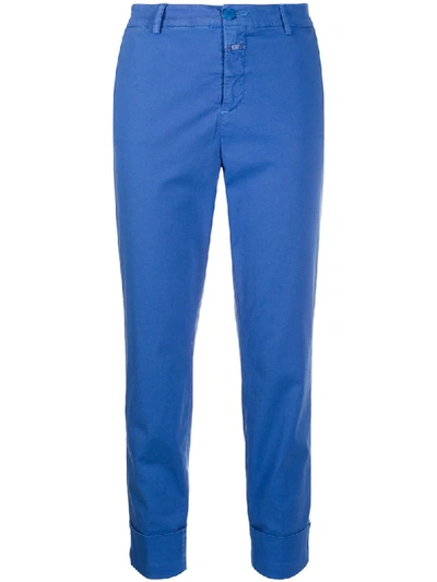 Shop Closed Slim Fit Trousers In Blue