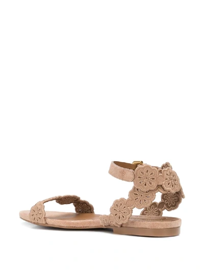 Shop See By Chloé Open Toe Perforated-detail Sandals In Neutrals