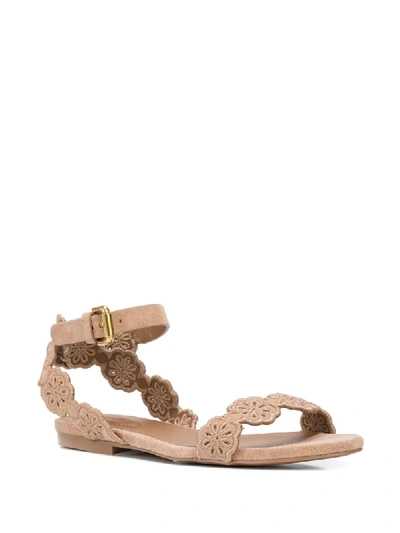 Shop See By Chloé Open Toe Perforated-detail Sandals In Neutrals