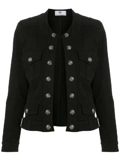 Shop Andrea Bogosian Rosangela Button-embellished Denim Jacket In Black