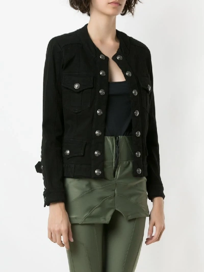 Shop Andrea Bogosian Rosangela Button-embellished Denim Jacket In Black