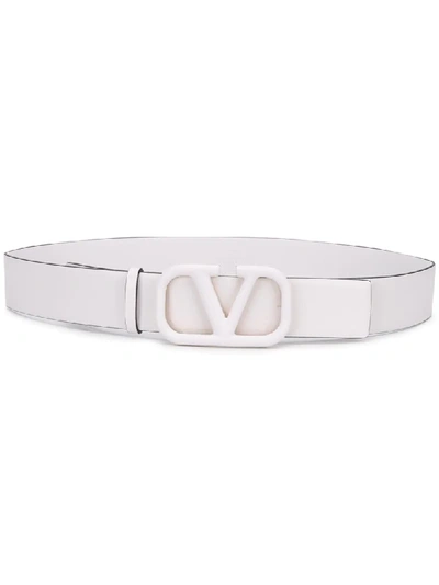 Shop Valentino Vlogo Buckle Belt In White