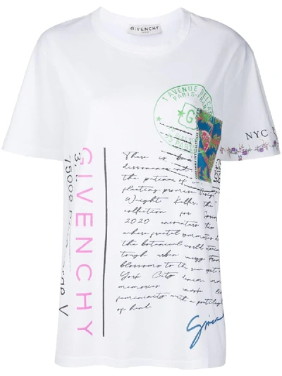 Shop Givenchy Postcard Print Cotton T-shirt In White
