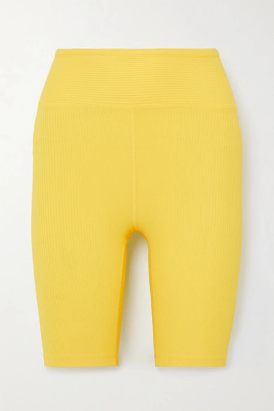 Shop Year Of Ours Ribbed Stretch Shorts In Yellow