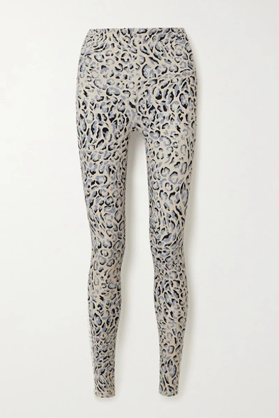 Shop Varley Century Leopard-print Stretch Leggings In Blue