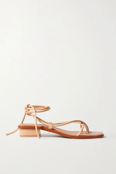 Shop Loq Ara Leather Sandals In Neutral