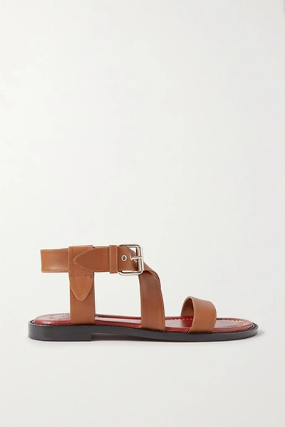Shop Chloé Aria Leather Sandals In Tan