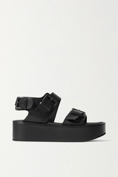 Shop Ann Demeulemeester Leather Platform Sandals In Black