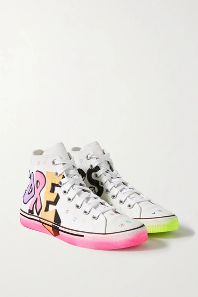 Shop Vetements Printed Canvas High-top Sneakers In White