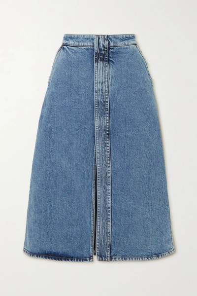 Shop Stella Mccartney + Net Sustain Denim Midi Skirt In Blue