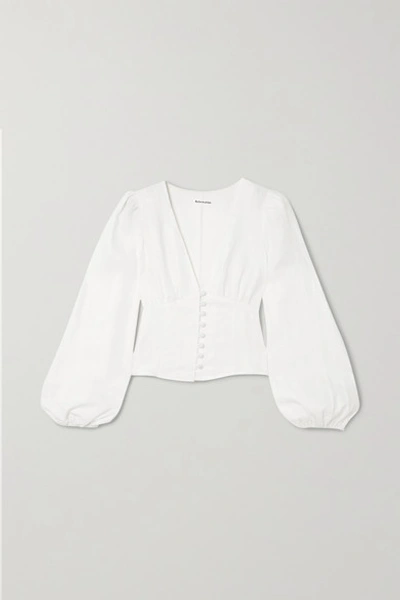 Shop Reformation Aryn Linen Blouse In White