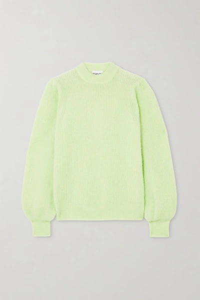 Shop Ganni Knitted Sweater In Light Green