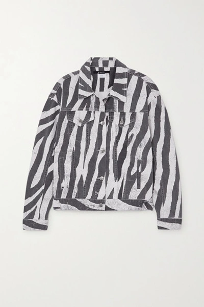 Shop Ksubi Static Oversized Zebra-print Denim Jacket In Black