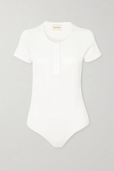 Shop Loulou Studio Hiva Ribbed Cotton Bodysuit In Cream