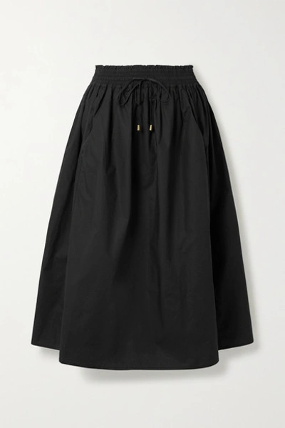 Shop Apiece Apart Wabi Sabi Cotton-poplin Midi Skirt In Black