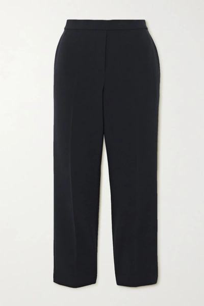 Shop Theory Cropped Crepe Slim-fit Pants In Navy