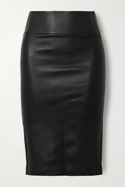 Shop Sprwmn Stretch-leather Skirt In Black