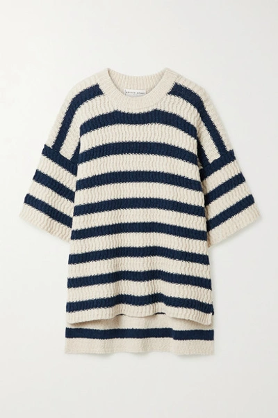 Shop Apiece Apart Oversized Striped Alpaca-blend Sweater In Cream