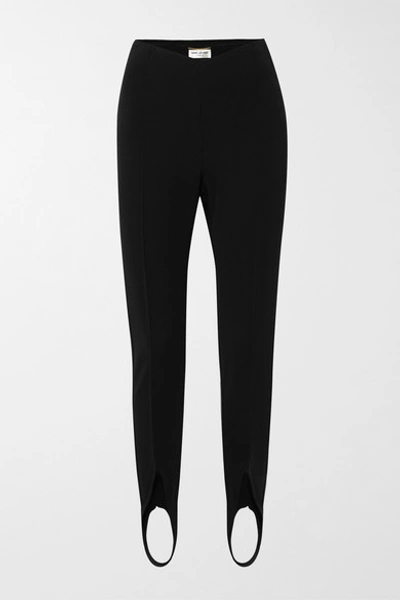 Shop Saint Laurent Stretch-knit Stirrup Leggings In Black