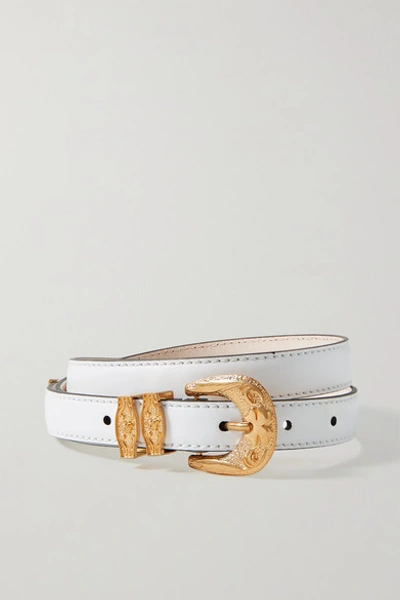 Shop Versace Leather Waist Belt In White