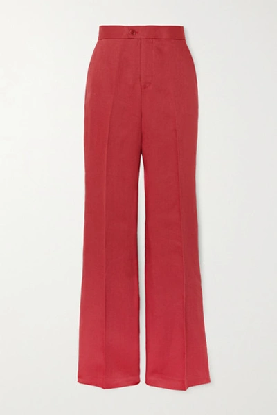 Shop Altuzarra Higbie Linen Straight-leg Pants In Pink