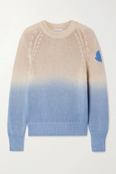 Shop Moncler Ombré Open-knit Cotton Sweater In Sand