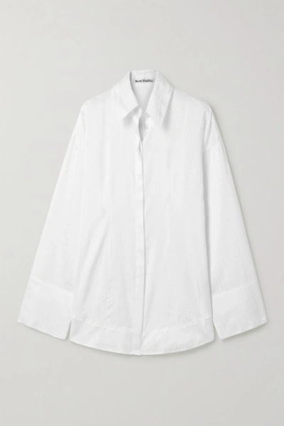 Shop Acne Studios Oversized Satin-jacquard Shirt In White