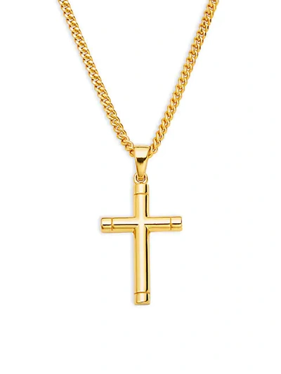 Shop Saks Fifth Avenue Goldplated Sterling Silver Cross Pendant Necklace