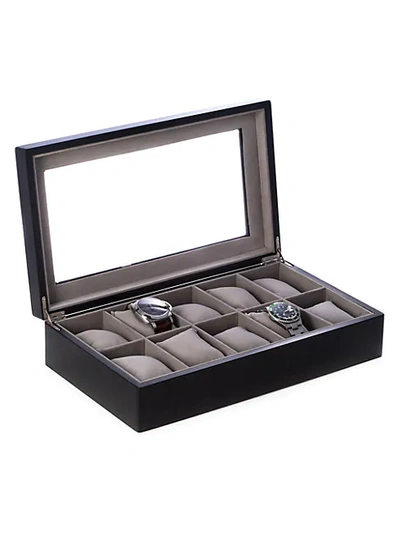 Shop Bey-berk Wood 10-watch Box In Black