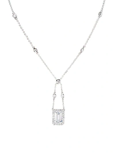 Shop Cz By Kenneth Jay Lane Look Of Real Silvertone & Cubic Zirconia Swing Flush Mount Pendant Necklace