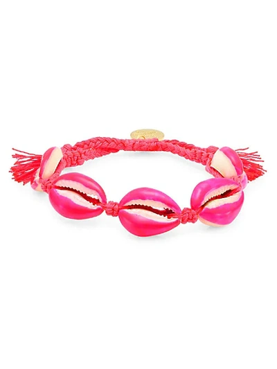 Shop Venessa Arizaga Neon Pink Shell Pull-tie Bracelet