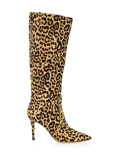 Shop Gianvito Rossi Leopard Print Slouchy Calf Hair Knee-high Boots