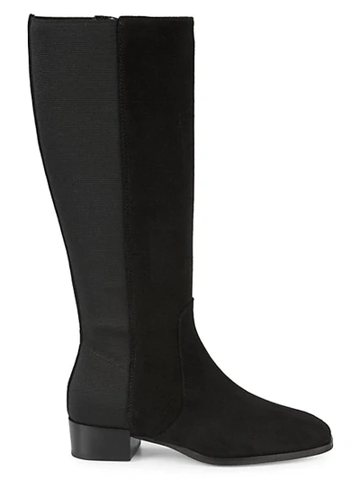 Shop Aquatalia Lillian Knee-high Suede Boots In Chestnut